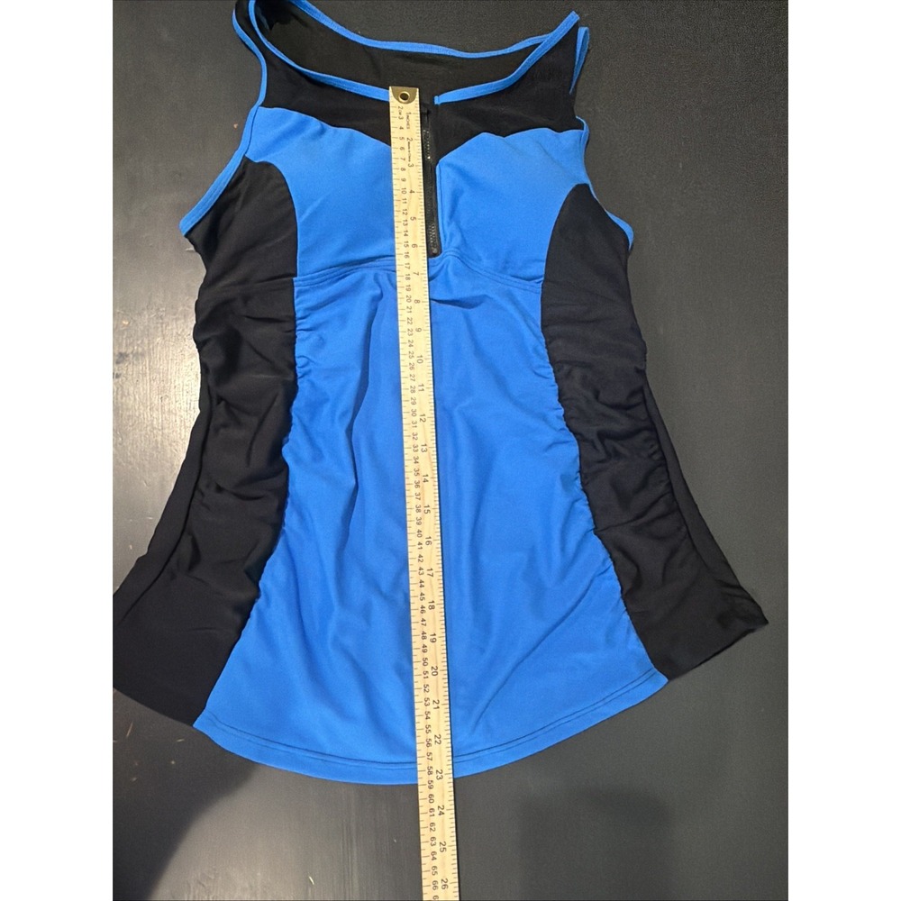 Bloomchic Contrast Patchwork Gathered Half Zip Swim Black & Blue Size 14 NWOT - Picture 9 of 16